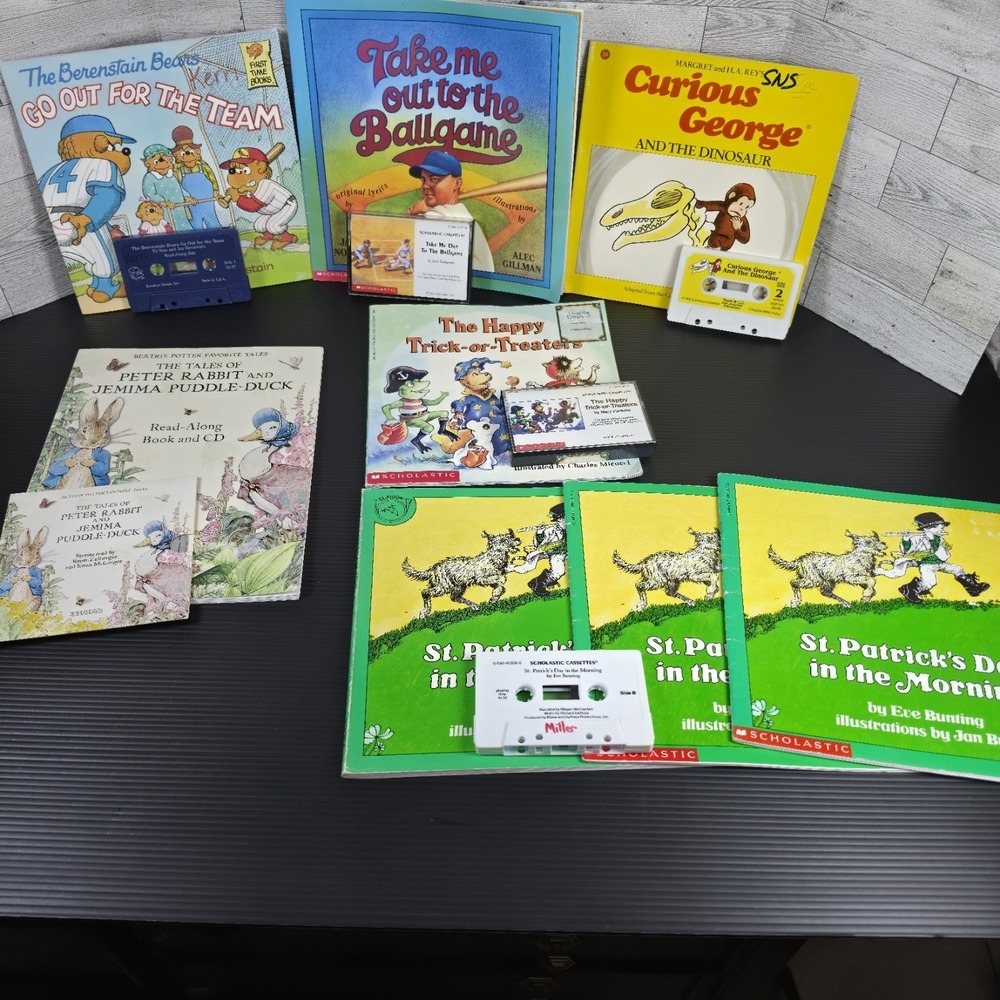 Scholastic Vintage Children's Classic Reading Books w/ Audio Cassettes Lot Of 8